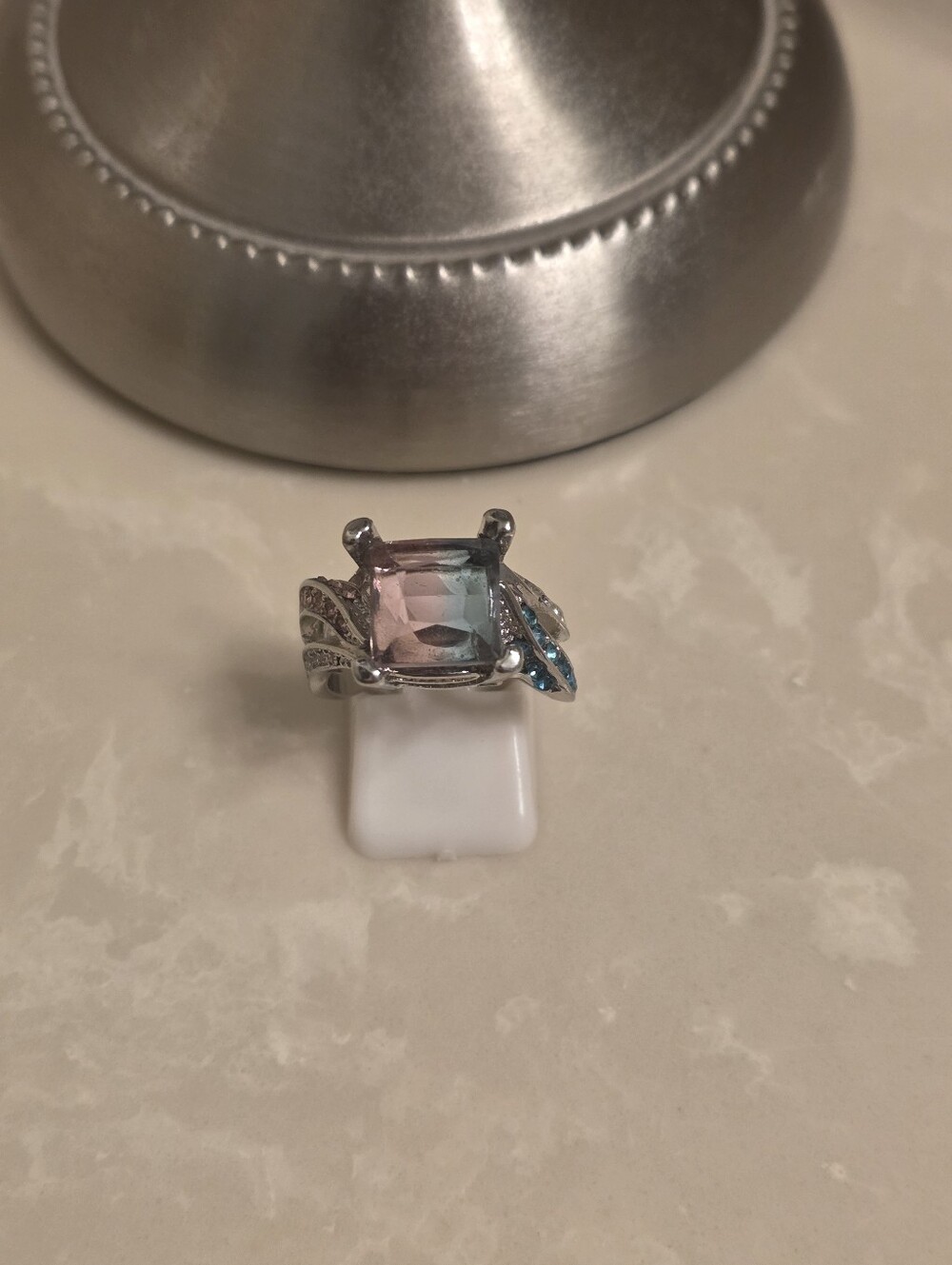 925 Silver Ombre Square Cut Ring Size 8